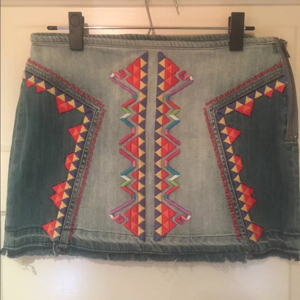 Free people embroidered mini skirt